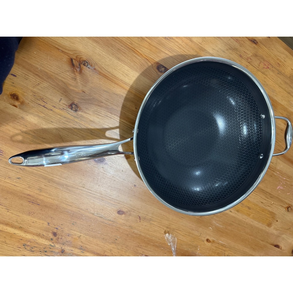 HexClad 12 Inch Hybrid Nonstick Wok Stainless Steel Stir Fry Pan N lid